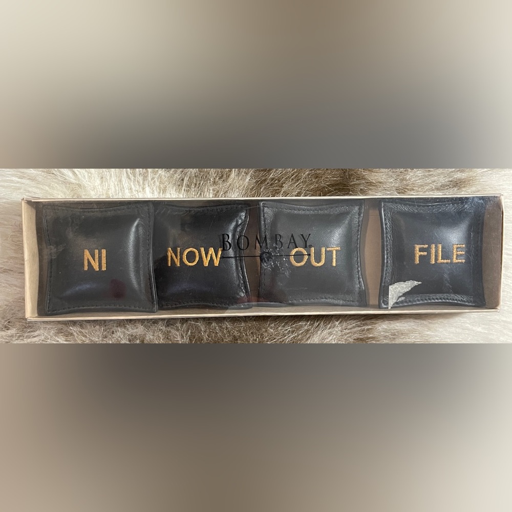 NIB Bombay FILE NOW IN OUT Premium Leather Paper Weights